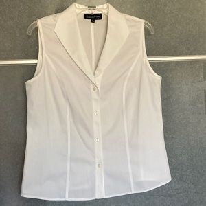 NWOT, Calvin Klein, Fitted sleeveless shell, crisp white size 10